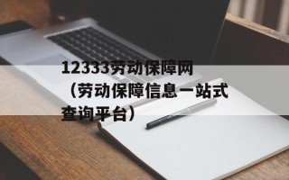 12333劳动保障网（劳动保障信息一站式查询平台）