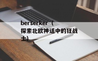 berserker（探索北欧神话中的狂战士）