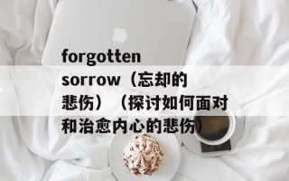 forgotten sorrow（忘却的悲伤）（探讨如何面对和治愈内心的悲伤）